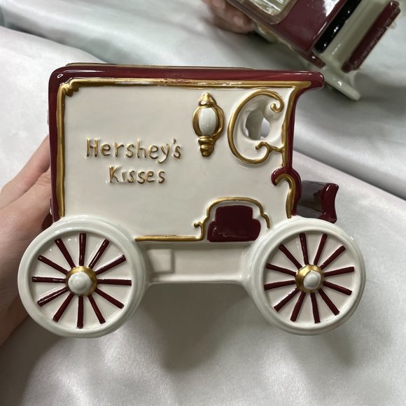 Vintage Houston Harvest Hershey's Kisses Ceramic Stage Coach Jar